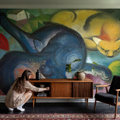 Papel mural con patrón decorativo Arte de gatos