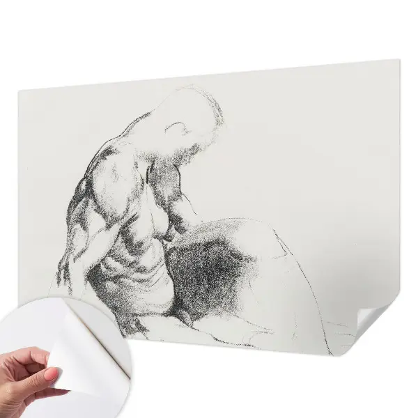 Papel mural texturado decorativo con diseño de boceto masculino