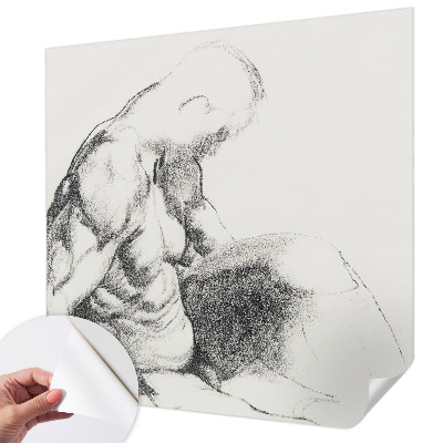 Papel mural texturado decorativo con diseño de boceto masculino
