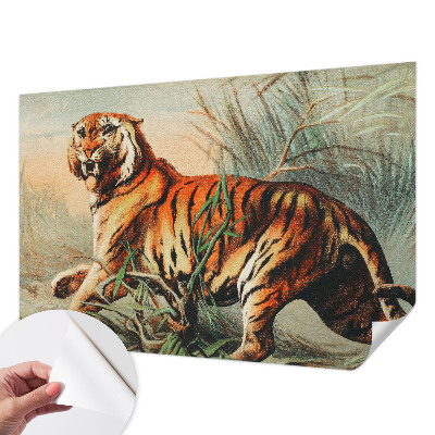 Papel mural con patrón decorativo con motivo de naturaleza del tigre