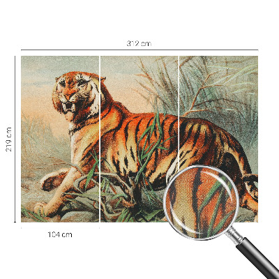 Papel mural con patrón decorativo con motivo de naturaleza del tigre