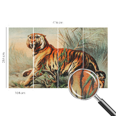 Papel mural con patrón decorativo con motivo de naturaleza del tigre
