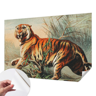 Papel mural con patrón decorativo con motivo de naturaleza del tigre