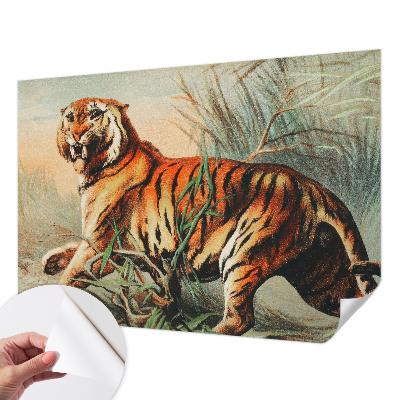 Papel mural con patrón decorativo con motivo de naturaleza del tigre