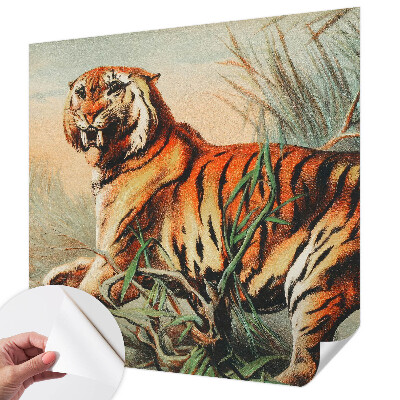 Papel mural con patrón decorativo con motivo de naturaleza del tigre