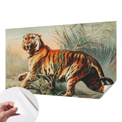 Papel mural con patrón decorativo con motivo de naturaleza del tigre