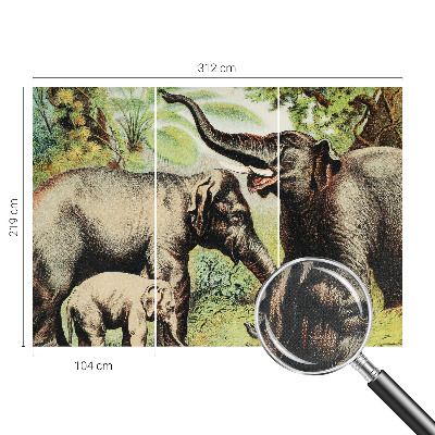 Papel mural texturado decorativo Familia de elefantes