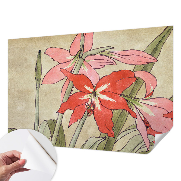 Mural de pared con estampado hermoso con motivo de flores de lirio de día