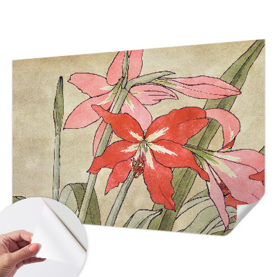 Mural de pared con estampado hermoso con motivo de flores de lirio de día