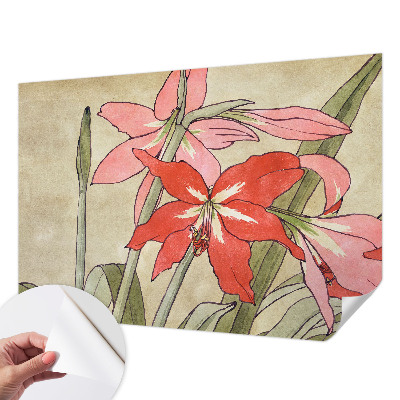 Mural de pared con estampado hermoso con motivo de flores de lirio de día