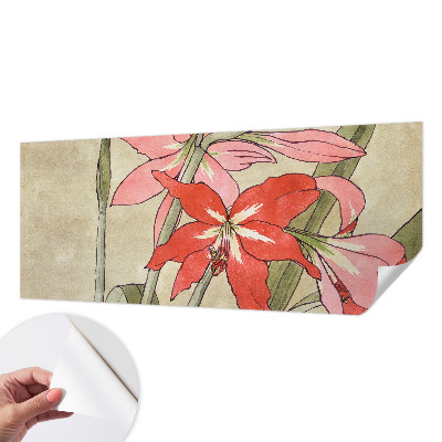 Mural de pared con estampado hermoso con motivo de flores de lirio de día