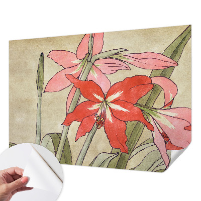 Mural de pared con estampado hermoso con motivo de flores de lirio de día