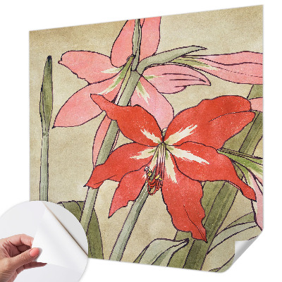 Mural de pared con estampado hermoso con motivo de flores de lirio de día