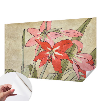 Mural de pared con estampado hermoso con motivo de flores de lirio de día