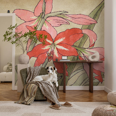 Mural de pared con estampado hermoso Flores de lirio de día