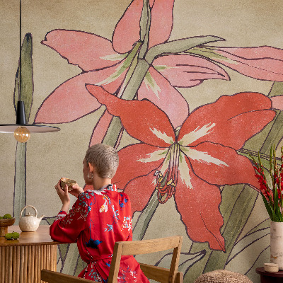 Mural de pared con estampado hermoso Flores de lirio de día