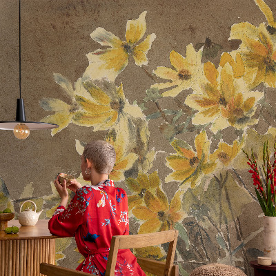 Papel mural texturado decorativo ramo soleado