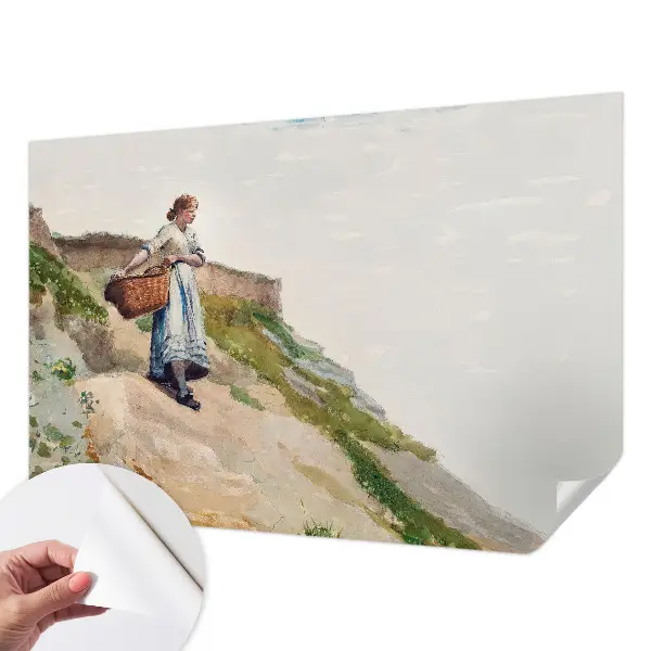Papel mural con patrón decorativo con un paisaje femenino