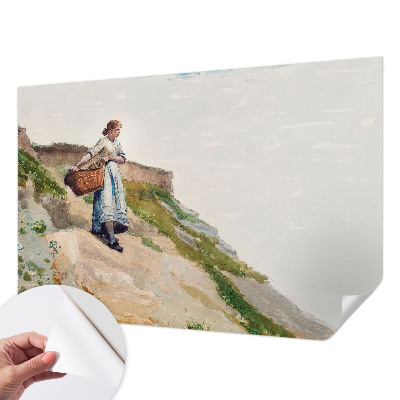 Papel mural con patrón decorativo con un paisaje femenino