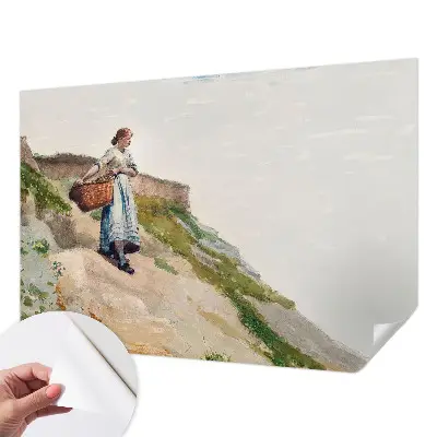 Papel mural con patrón decorativo con un paisaje femenino