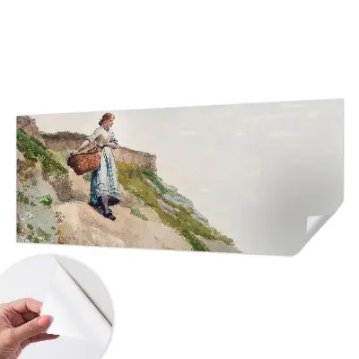 Papel mural con patrón decorativo con un paisaje femenino