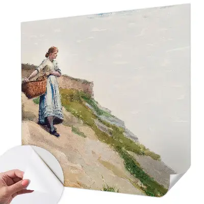 Papel mural con patrón decorativo con un paisaje femenino