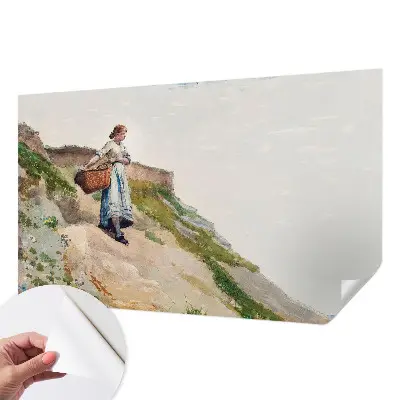 Papel mural con patrón decorativo con un paisaje femenino