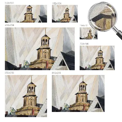 Fotomural decorativo para cabecero de cama con diseño de torre arquitectónica
