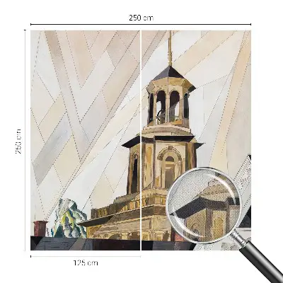 Fotomural decorativo para cabecero de cama con diseño de torre arquitectónica