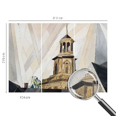 Fotomural decorativo para cabecero de cama con diseño de torre arquitectónica