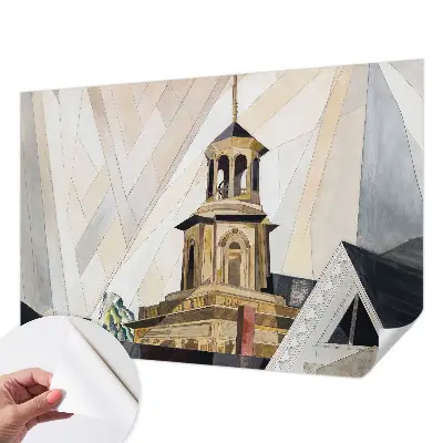 Fotomural decorativo para cabecero de cama con diseño de torre arquitectónica