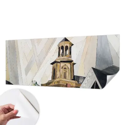 Fotomural decorativo para cabecero de cama con diseño de torre arquitectónica