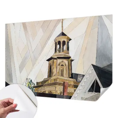 Fotomural decorativo para cabecero de cama con diseño de torre arquitectónica