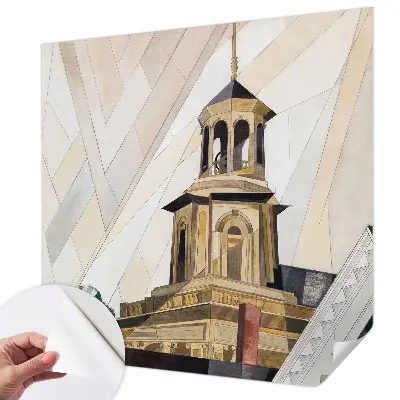 Fotomural decorativo para cabecero de cama con diseño de torre arquitectónica