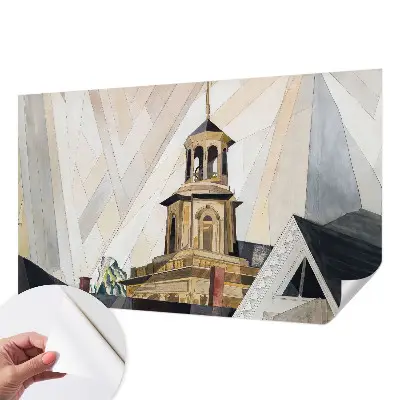 Fotomural decorativo para cabecero de cama con diseño de torre arquitectónica