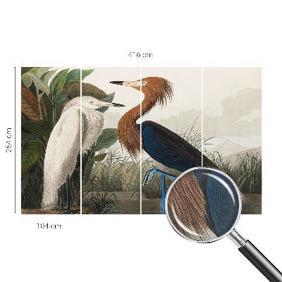 Fotomural decorativo para cabecero de cama Pájaros en las plantas