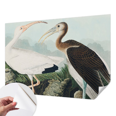 Papel mural texturado decorativo con motivo de pareja de pájaros