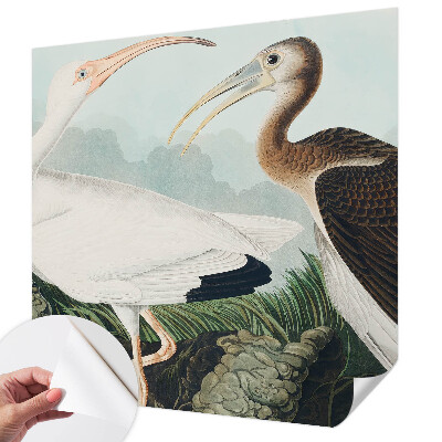 Papel mural texturado decorativo con motivo de pareja de pájaros