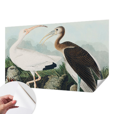 Papel mural texturado decorativo con motivo de pareja de pájaros