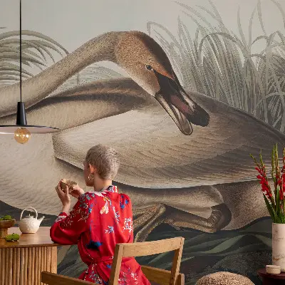 Mural de pared con estampado hermoso con motivo de ave en estilo natural