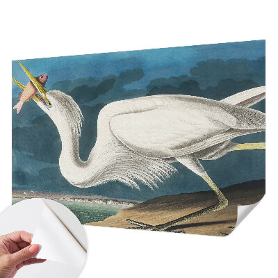 Papel mural texturado decorativo con diseño de pájaro sosteniendo un pez