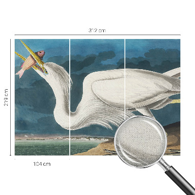 Papel mural texturado decorativo con diseño de pájaro sosteniendo un pez