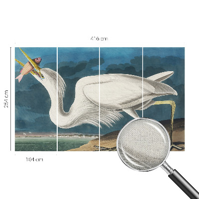 Papel mural texturado decorativo con diseño de pájaro sosteniendo un pez