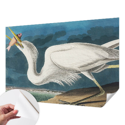 Papel mural texturado decorativo con diseño de pájaro sosteniendo un pez