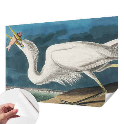 Papel mural texturado decorativo con diseño de pájaro sosteniendo un pez