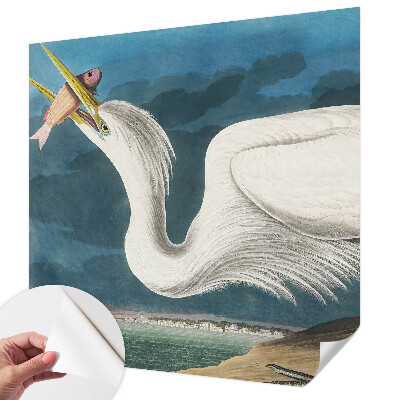 Papel mural texturado decorativo con diseño de pájaro sosteniendo un pez