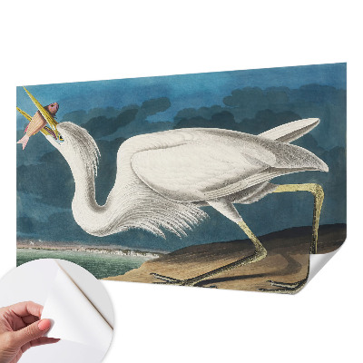 Papel mural texturado decorativo con diseño de pájaro sosteniendo un pez