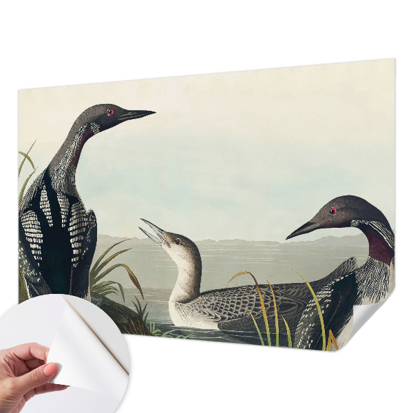 Fotomural decorativo para cabecero de cama con diseño de pájaros sobre el agua