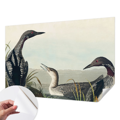 Fotomural decorativo para cabecero de cama con diseño de pájaros sobre el agua