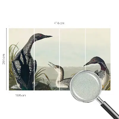 Fotomural decorativo para cabecero de cama con diseño de pájaros sobre el agua